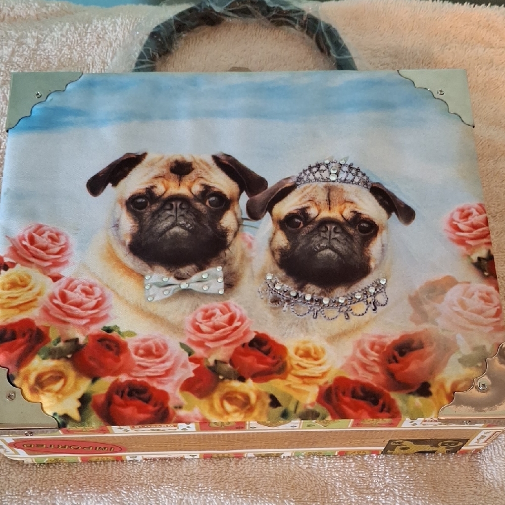 Charming Pug Print Cigar Box Handbag By Blossom